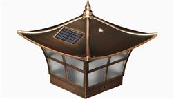 Classy_Caps_Outdoor_Solar_Fence_Deck_Light_Post_Cap_Interesting_Oriental_Asain_Asian_Chinese_Design_Copper_4x4_Ambience_SL094