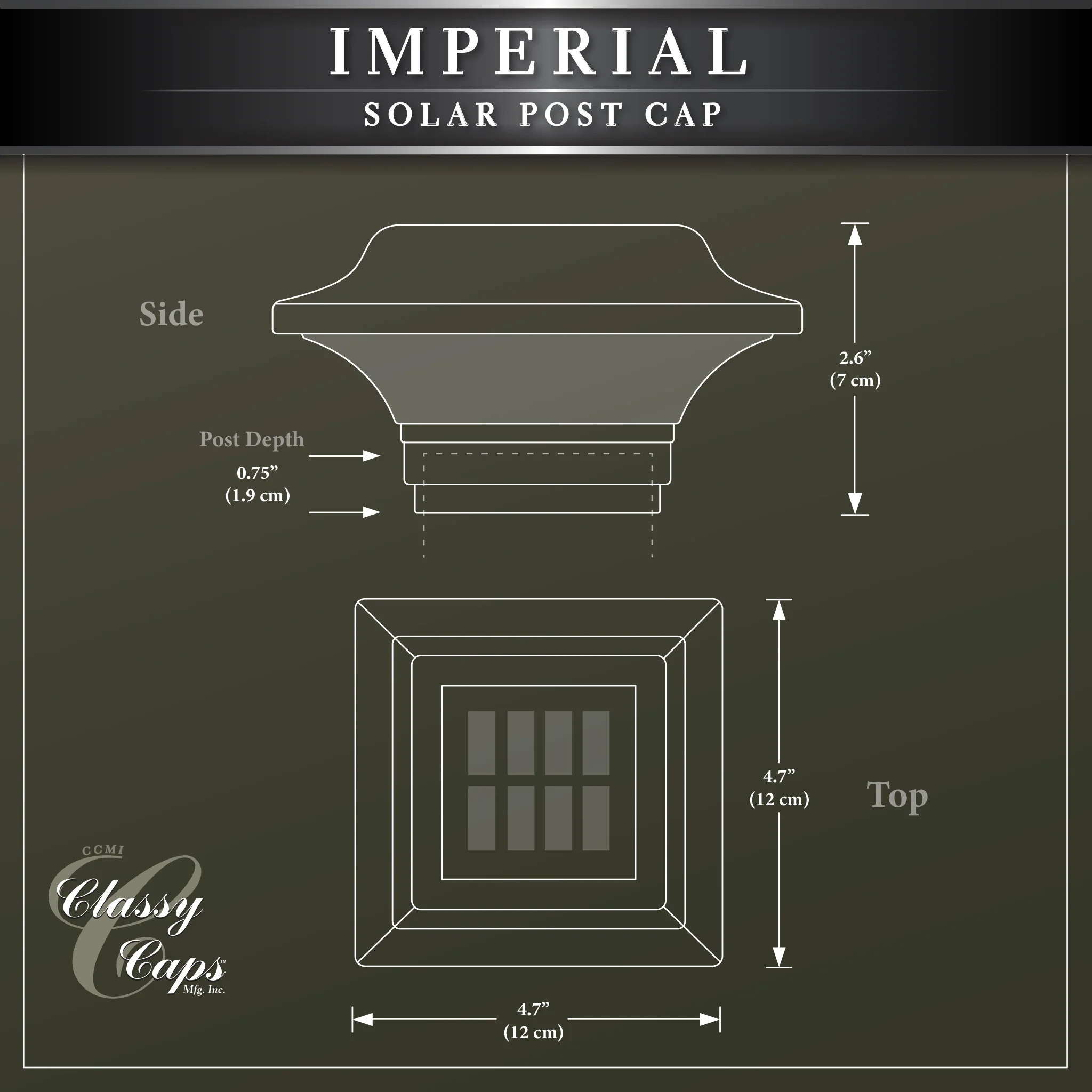 Classy Caps Solar Post Caps - Dimensions