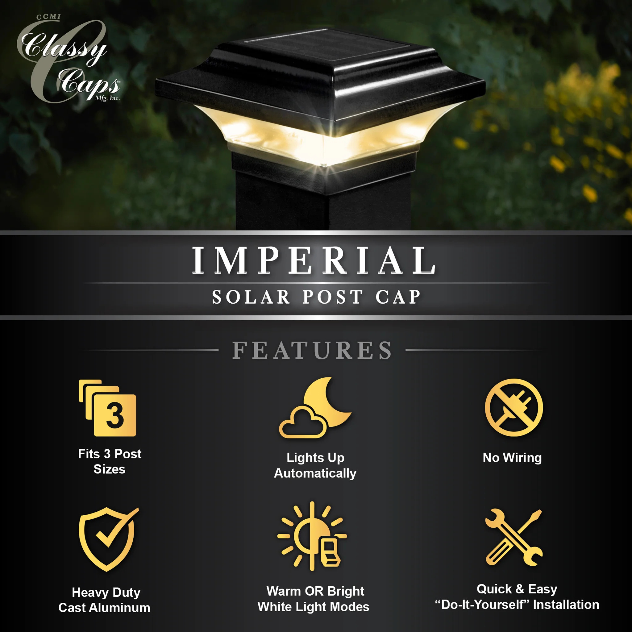 Classy Caps Solar Post Caps - Features