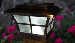 Classy_Caps_Outdoor_Solar_Fence_Deck_Light_Post_Cap_4x4_4_Inch_LED_Decorative_Prestige_Copper_SL079C_Night_Garden