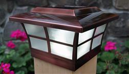 Classy_Caps_Outdoor_Solar_Fence_Deck_Light_Post_Cap_6x6_Inch_LED_Large_Decorative_Prestige_Copper_SL086_Garden