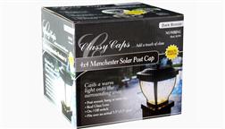 Classy_Caps_Solar_Fence_Light_Glass_4x4_Lantern_Bronze_Machester_SL994_In_Box