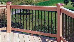 DecKorator_Estate_Square_Aluminum_Baluster_Example_With_Basket_And_Copper_Post_Cap