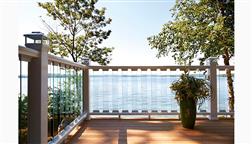 Deckorators_Composite_Glass_Railing_Rail_System_Kit_Clear_Decking_Handrail_Beach_Lake_Water_Sea_With_Solar_Lights