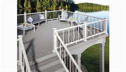 Deckorators_Composite_Glass_Railing_Rail_System_Kit_Clear_Decking_Lake_Water_With_Solar_Lights_White_Gray_Decking
