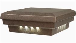 Dekor_Rondi_Low_Voltage_Post_Cap_Flat_4x4_5x5_Oil_Rubbed_Bronze_Lit_1_2_3_4_Sides_LED_Deck_Lighting_Best