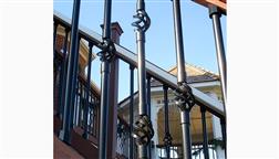 Dekor_Round_Aluminum_Baluster_With_Single_One_Basket_26_27_32_Inch_7-8_Thick_On_Stairs_Alternating