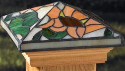 Dekorators_76230_4x4_Tiffany_Sunflower_Stained_Glass_Post_Caps