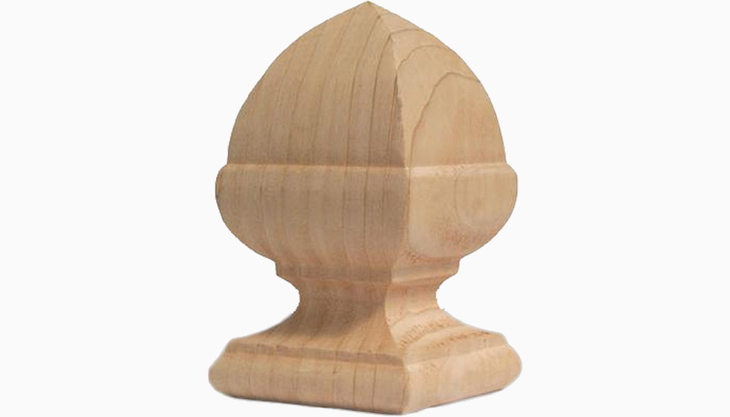 French Acorn 4 Cedar Wood Finials by Mr Spindle 