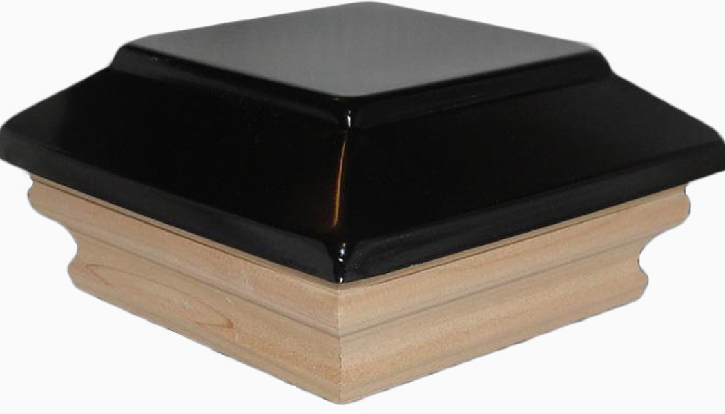 Halifax Flat Black Metal Post Caps by Nantucket Post Cap