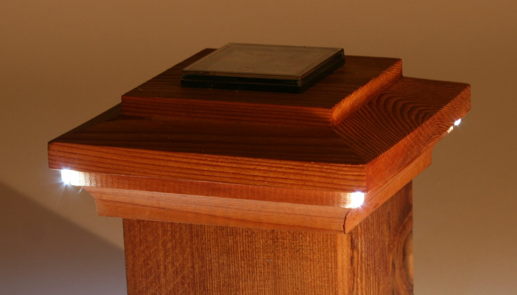 Bar Harbor Wood Solar Post Caps by Nantucket Post Cap