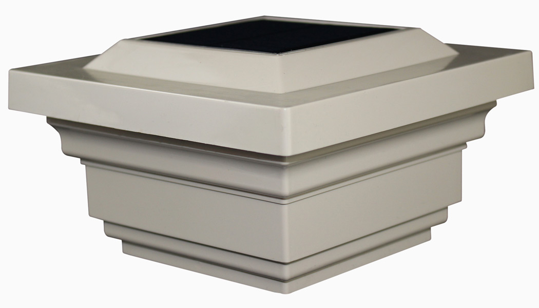 Regal 4x4 White and Tan PVC Solar Post Caps by Classy Caps
