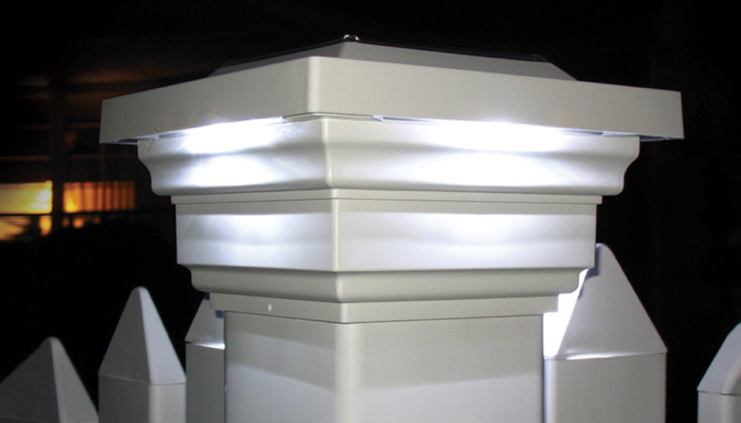 Regal 4x4 White and Tan PVC Solar Post Caps by Classy Caps