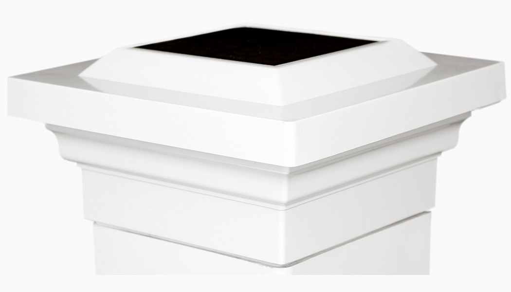 Regal 4x4 White and Tan PVC Solar Post Caps by Classy Caps