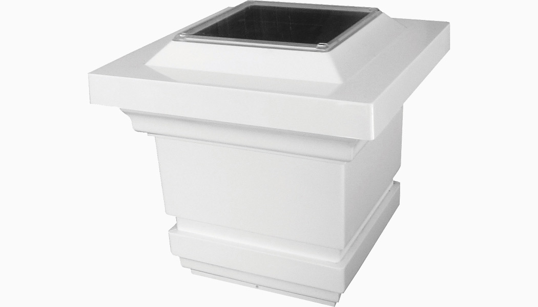 Classy 4x4 and 5x5 White Solar Post Caps by Classy Caps