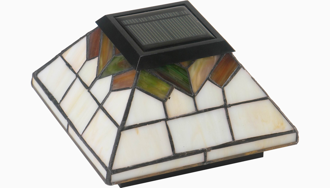 Wellington 4x4 and 5x5 Stained Glass Solar Post Cap by Classy Caps