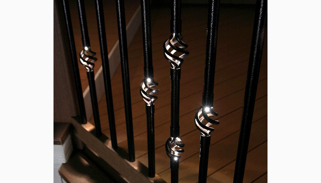 Round Double Basket 12V LED Balusters by Dekor Deck Lighting