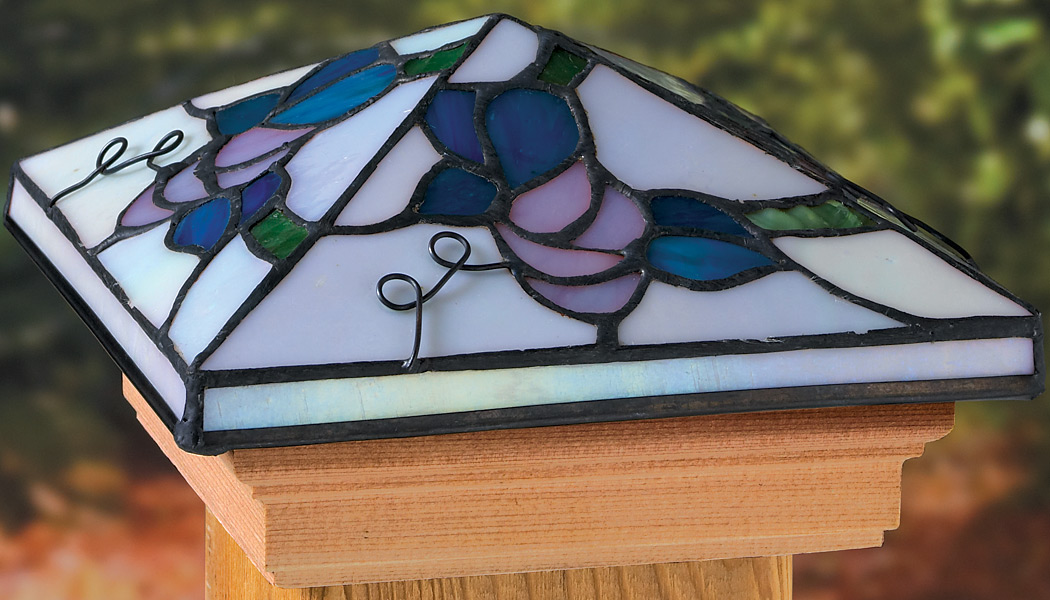 Tiffany Grape Stained Glass Post Caps by Deckorators