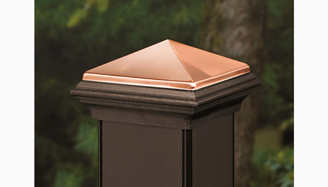 Dark Walnut Copper Post Cap for CXT Railing by Deckorators