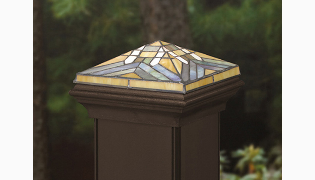 Dark Walnut Mission Glass Post Caps for CXT Railing by Deckorators