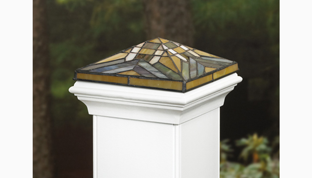 White Mission Glass Post Caps for CXT Railing by Deckorators