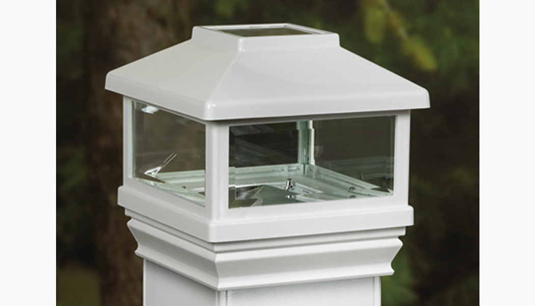 White 5x5 Solar Post Caps for CXT Railing by Deckorators