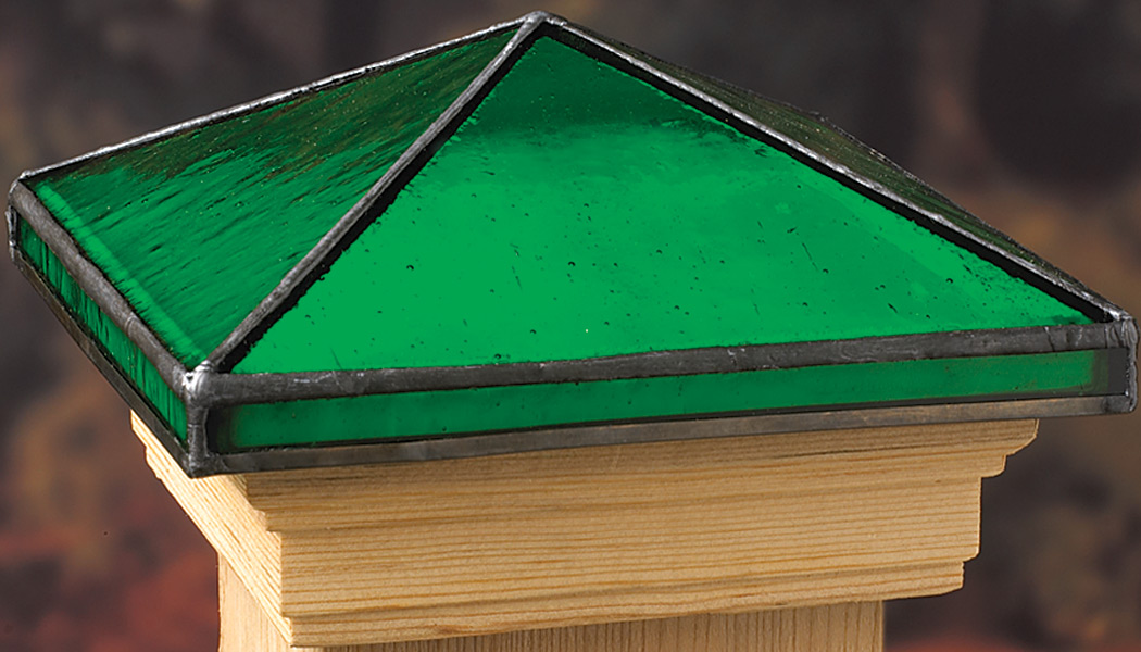 Victoria Green Emerald Glass Post Caps by Deckorators