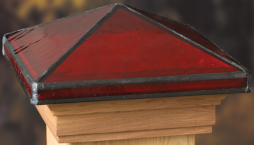 Victoria Red Garnet Glass Post Caps by Deckorators