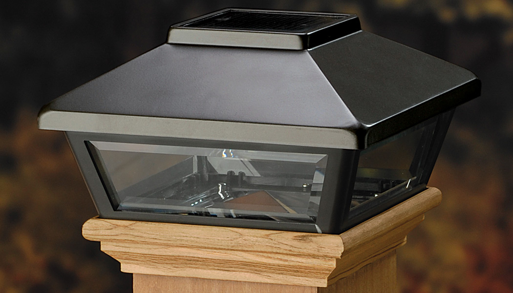 Low Profile Pewter Solar Post Cap by Deckorators
