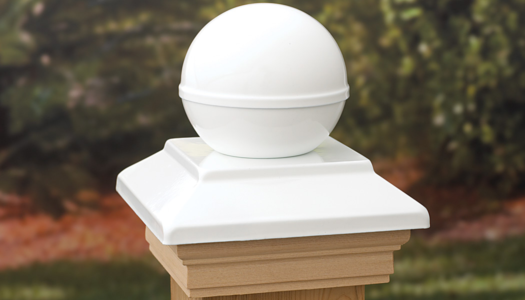 Victoria Ball White Metal Post Cap by Deckorators