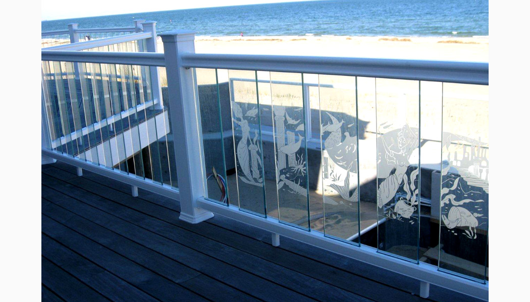 Perfect Panel Etched Glass Balusters by Dekor