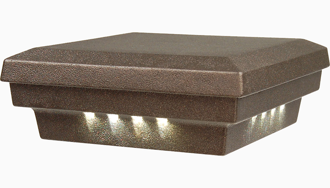 Flat Rondi 3-1/2" 12V LED Post Caps by Dekor Deck Lighting