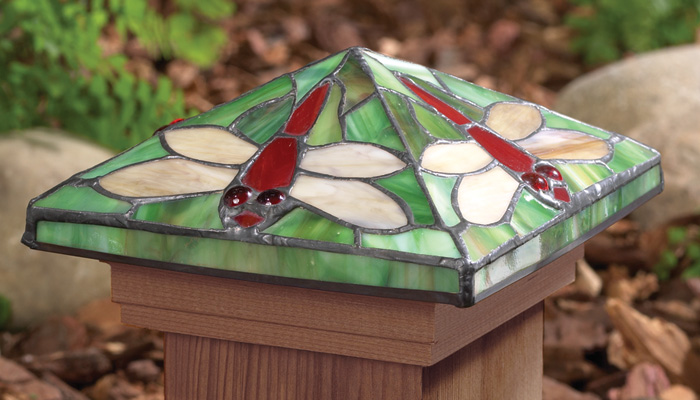 Tiffany-Style Dragonfly Stained Glass Post Cap