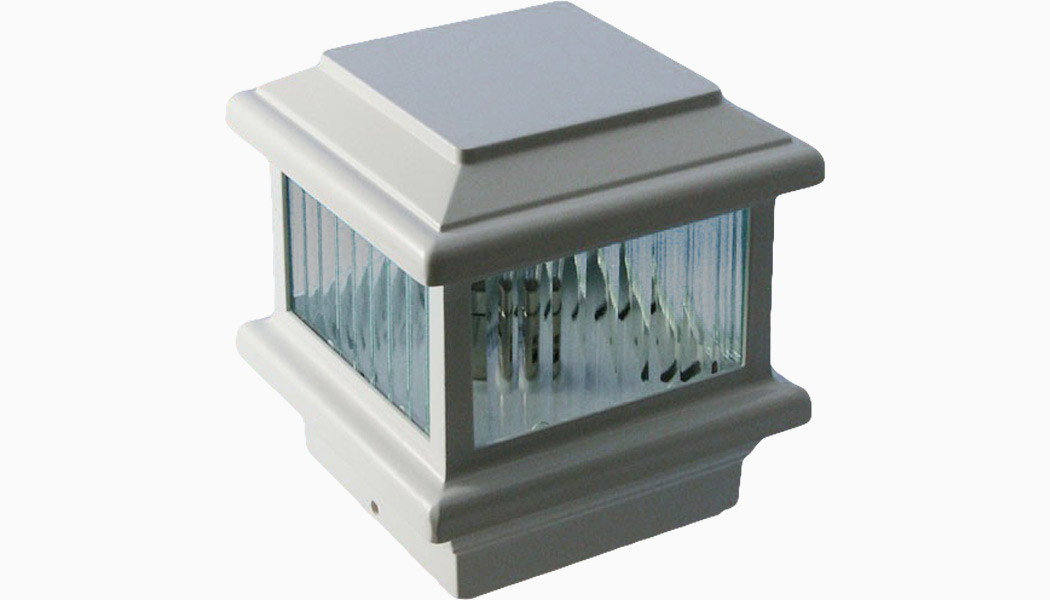 Titan White Low Voltage Post Cap by Aurora Deck Lighting