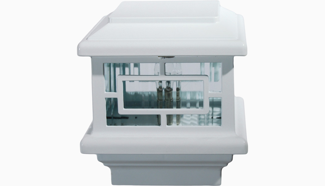 Orion White Low Voltage Post Cap by Aurora Deck Lighting