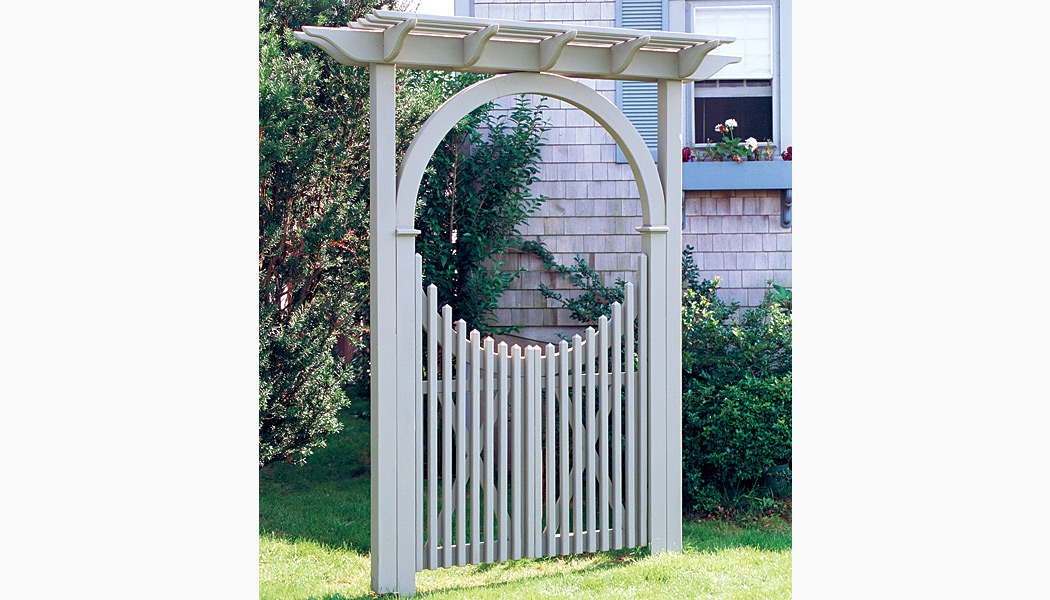 Seaside Red Cedar Pergola Arbor by Nantucket Post Cap