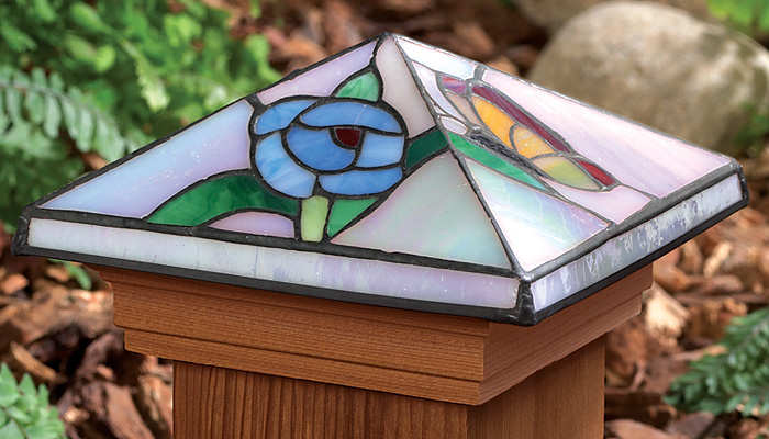 Tiffany-Style Butterfly Stained Glass Post Cap