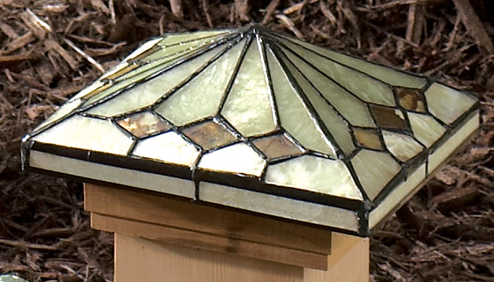 Tiffany-Style Diamond Stained Glass Post Cap