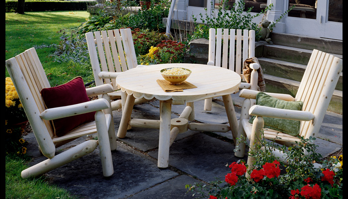 High Back Outdoor Table Set by Rustic Cedar Furniture