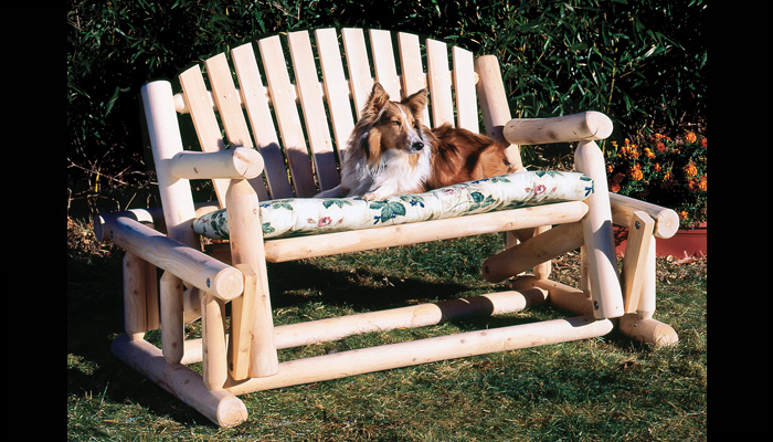 Log Style Patio Gliders by Rustic Cedar Furniture
