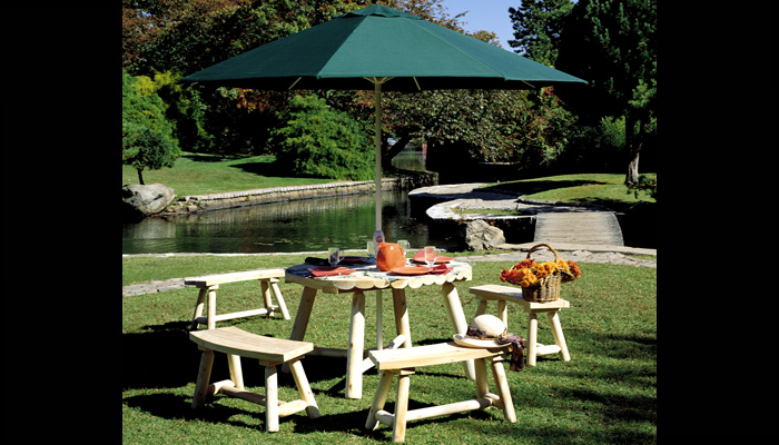 Round Umbrella Table Set by Rustic Cedar Furniture