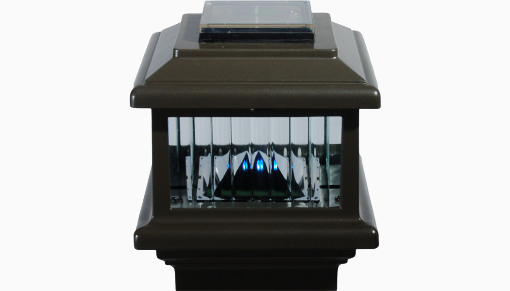 Polaris Bronze Solar Post Lights by Aurora Deck Lighting