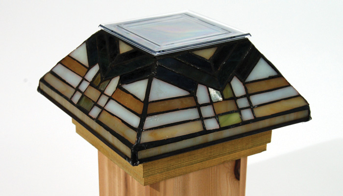 Tiffany-Style Glass Mission Solar Post Light
